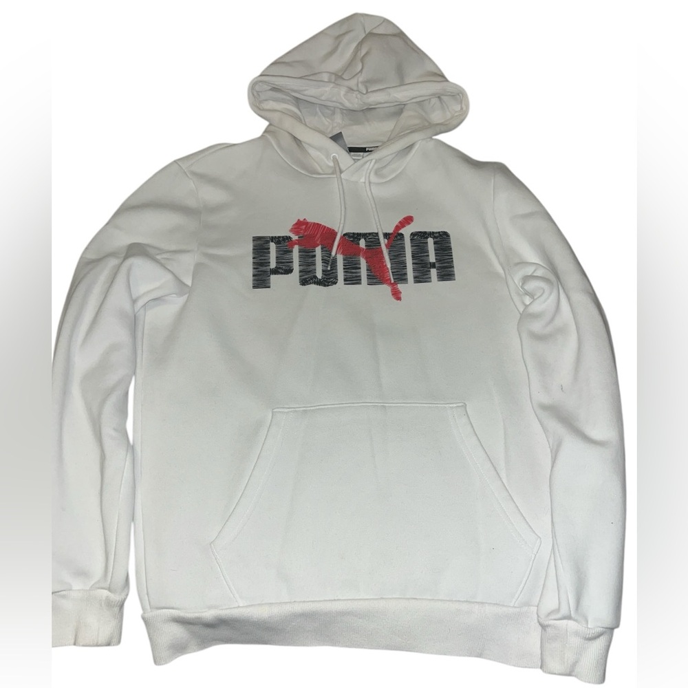Puma White Hoodie with Red and Black Logo